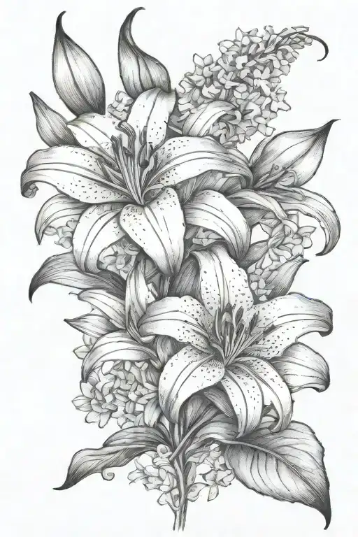 Orange Lily And Forget Me Nots