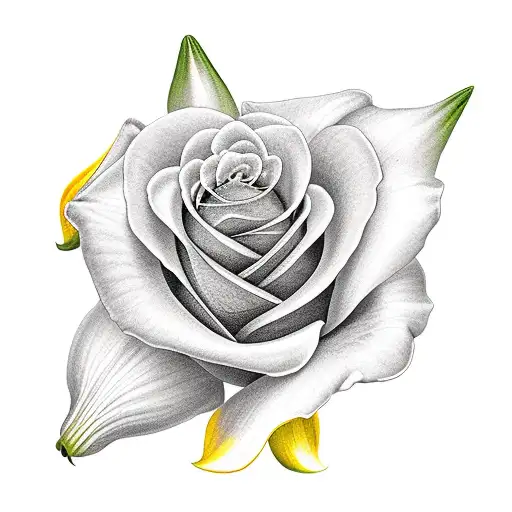 Yellow Rose Bouquet And A Single White Lily