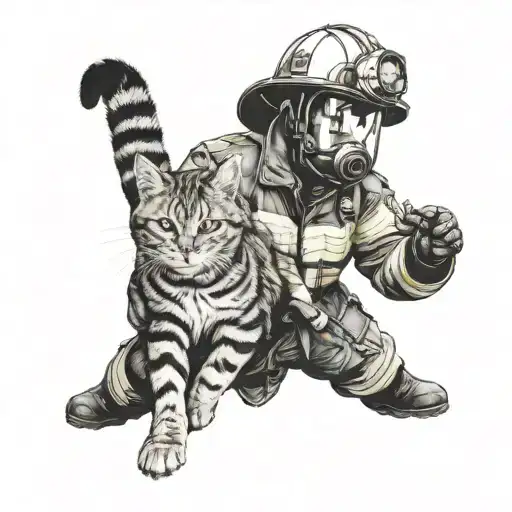 Fireman Rescuing Cat From Fire