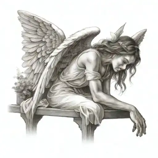 Angel Praying Adult Woman In Heaven