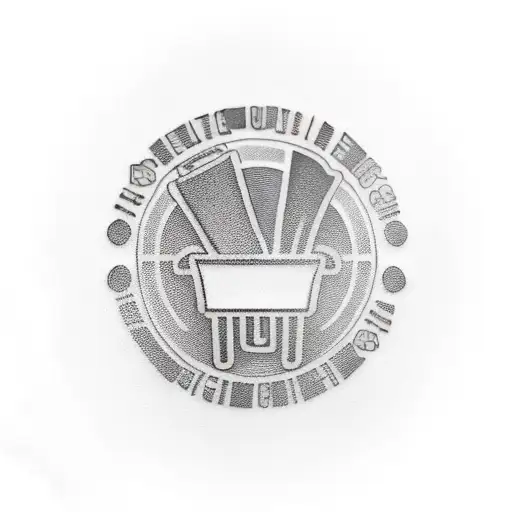 A Realism Tattoo Of A Beer Pong Table With The Logos Of Different Country Music Bands