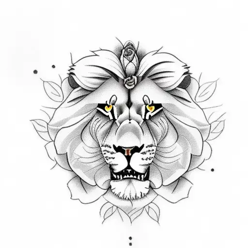 Lion With Rose And Date Of Birth