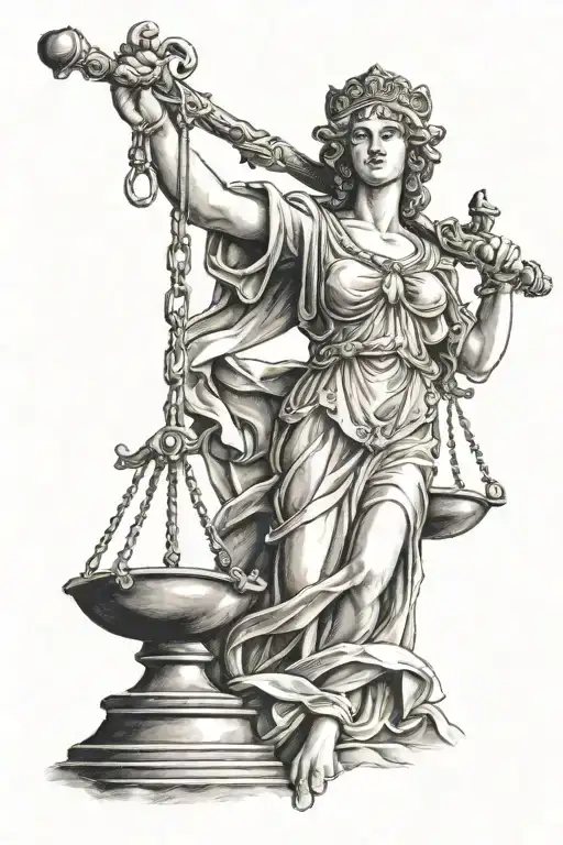 Lady Justice Holding Scales And Sword