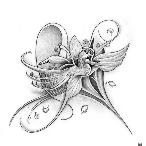 Hummingbird With Vine Flowers