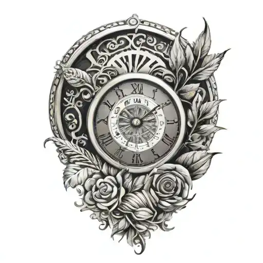 Half Rose Half Clock Face With Maroi Silver Fern