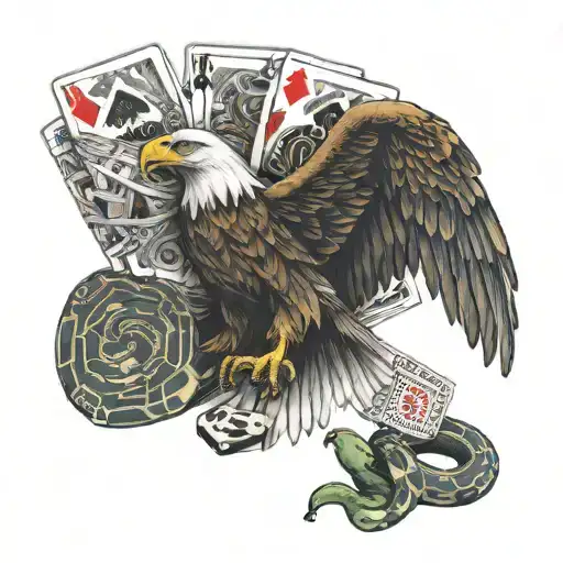 Eagle And Snake With Poker Cards