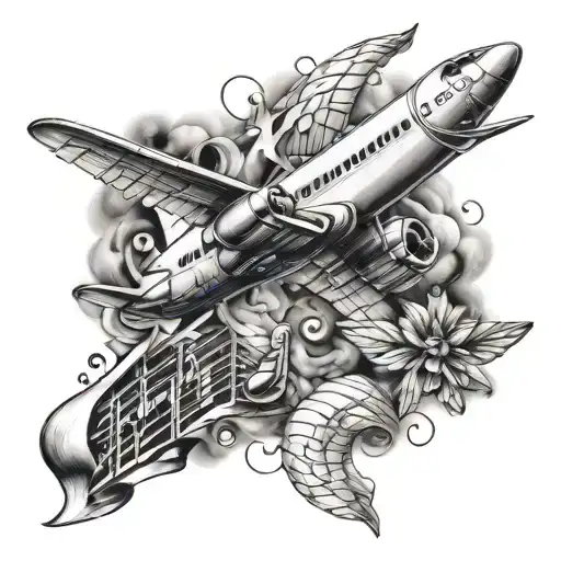 Music Notes & Airplane