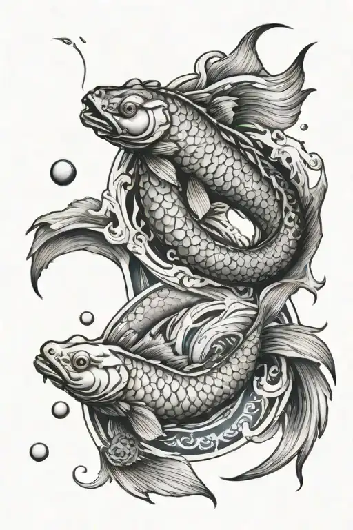 Yin Yang Koi Fish Surrounded Dragon