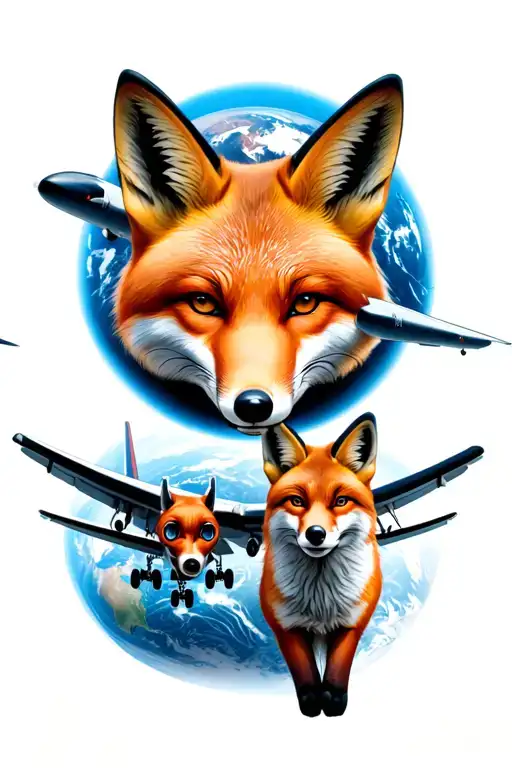 Airplane And Earth And Fox Looking Forward With The Face