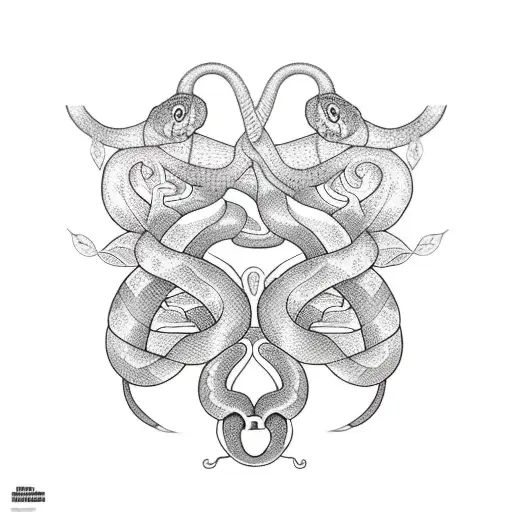 Snake With Sakura Leaves