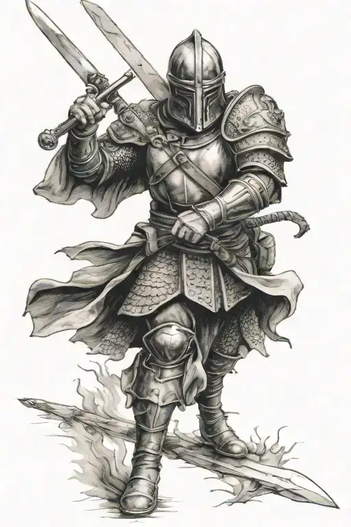 English Warrior Wielding A Sword