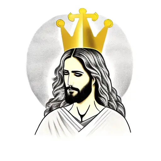 Jesus With A Gold Crown Floating On Top Of His Head