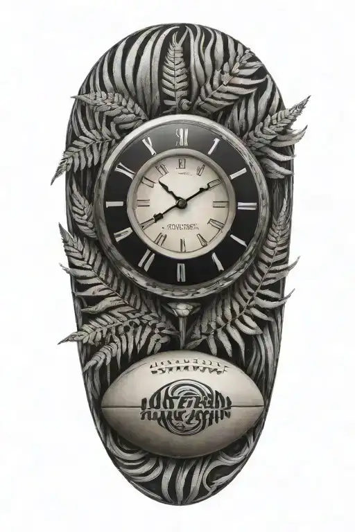 Half Clock Half Rugby Ball With Silver Fern