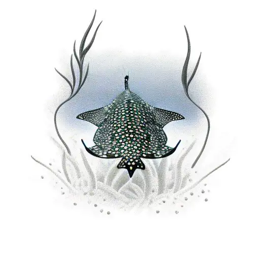Spotted Eagle Ray With Flowers