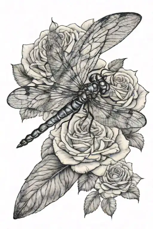 Dragonfly On Rose