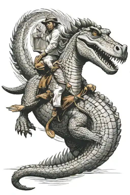 Crocodile Riding On A Horse Galloping