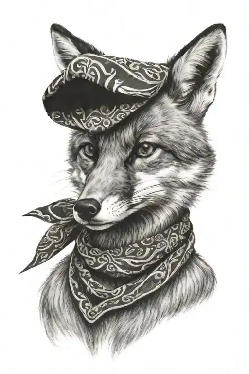Tattoo Of A Fox In A Bandana