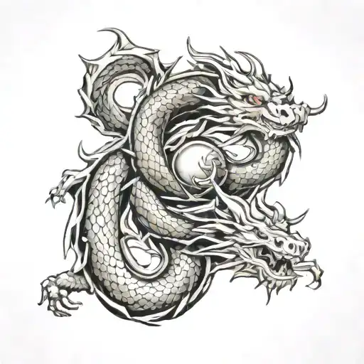 Dragon And Ying N Yang Arm Sleeve