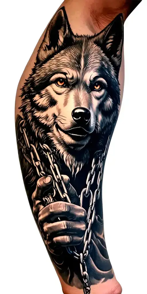 The Face Of Odin Holding Chains Of Wolves