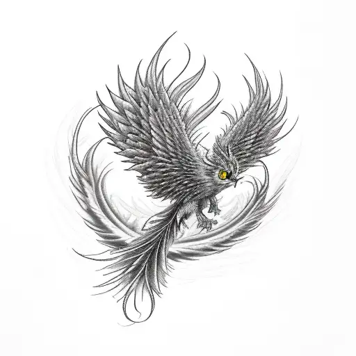 Phoenix With Long Tail Of Feathers