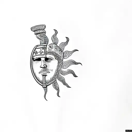 A Sun From Uruguay Flag And A Roman Soldier Helmet