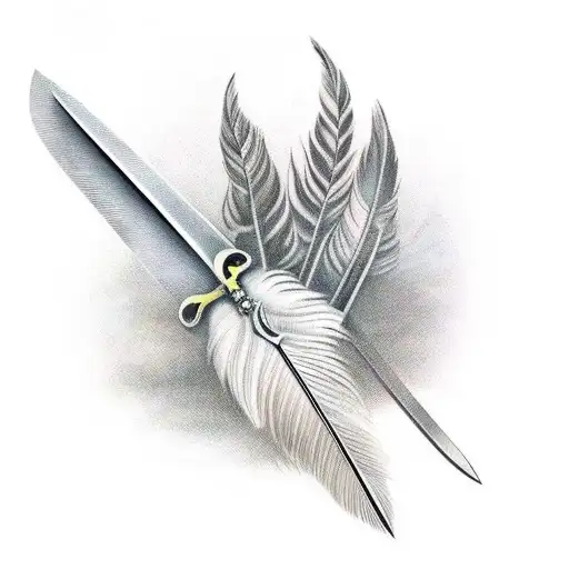 Sword With Feathers On The Bottom