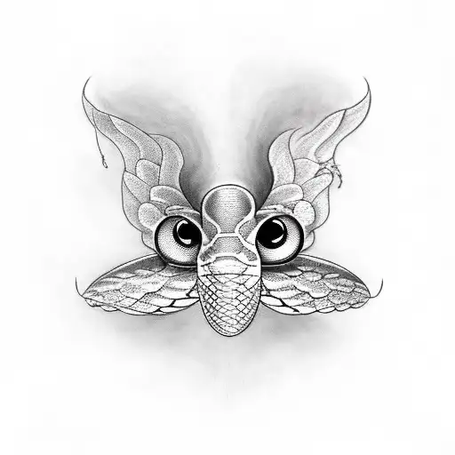 Snake With 3 Eyes And Moth Wings