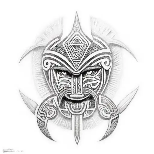 Moari Warrior Traped In Maori Tribal