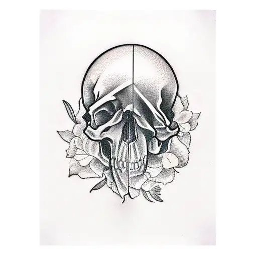 Church Graveyard Stained Glass Skull