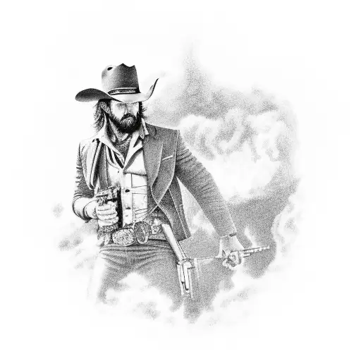 Gunslinger Showdown In A Dusty Western Town