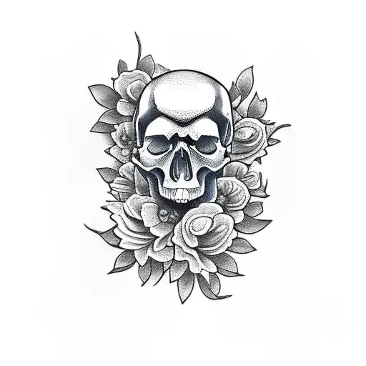 Skull And Flowers