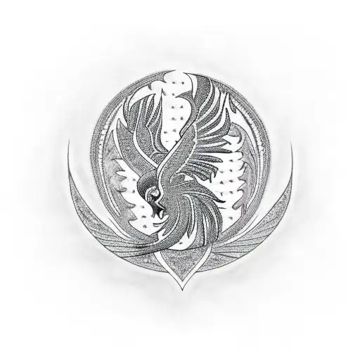 Phoenix With Maori Patterns Incorporated Into The Phoenix Tail