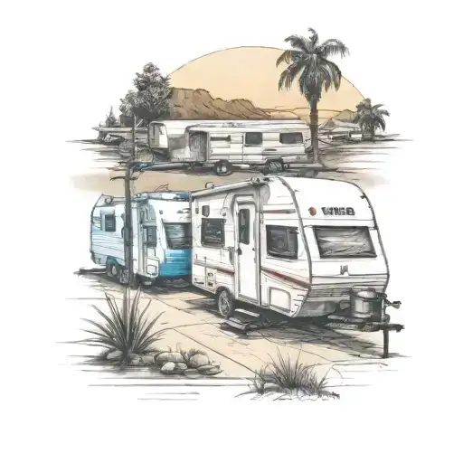 Multiple Travel Trailers Parked In A Trailer Park