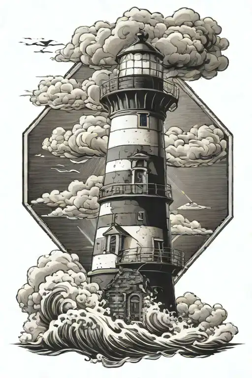 Lighthouse In Storm Cloud