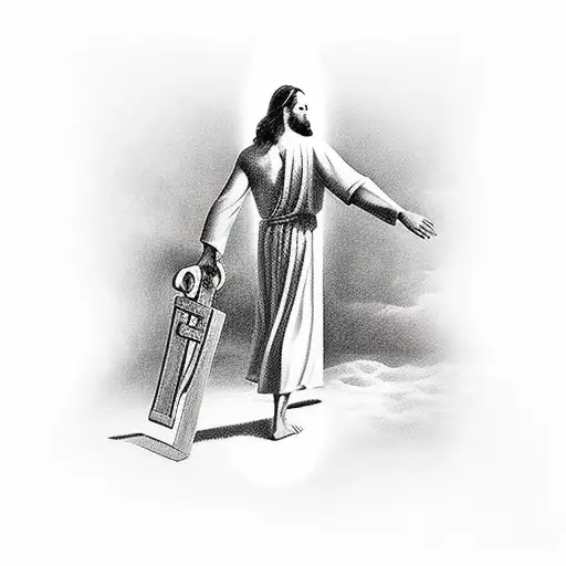 Jesus Walking With The Cross On His Back