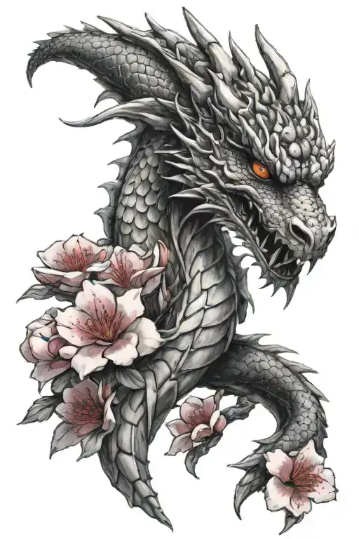 Dragon And Sakura On Hand