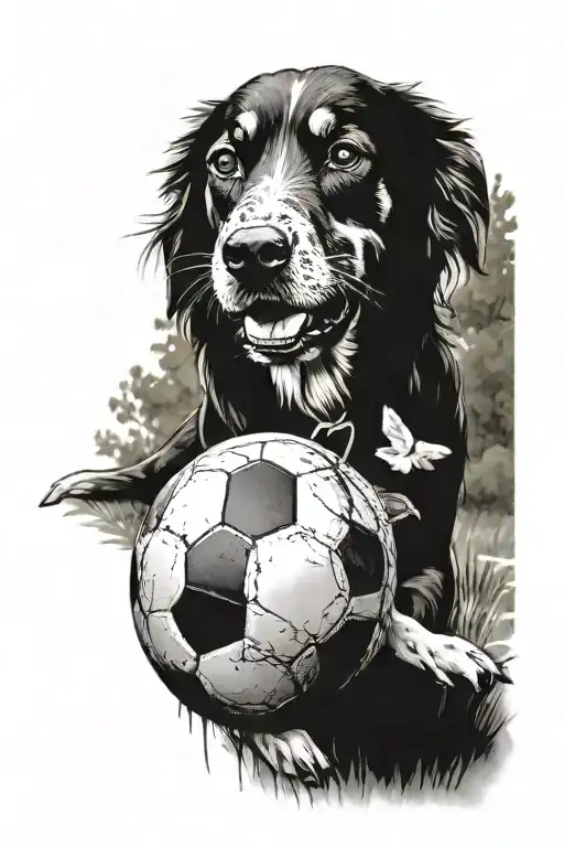 Football With Dog And Nature