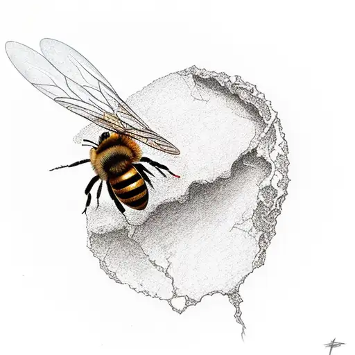 A Realistic Depiction Of A Honey Bee Emerging From A Cracked Mental Health Symbol