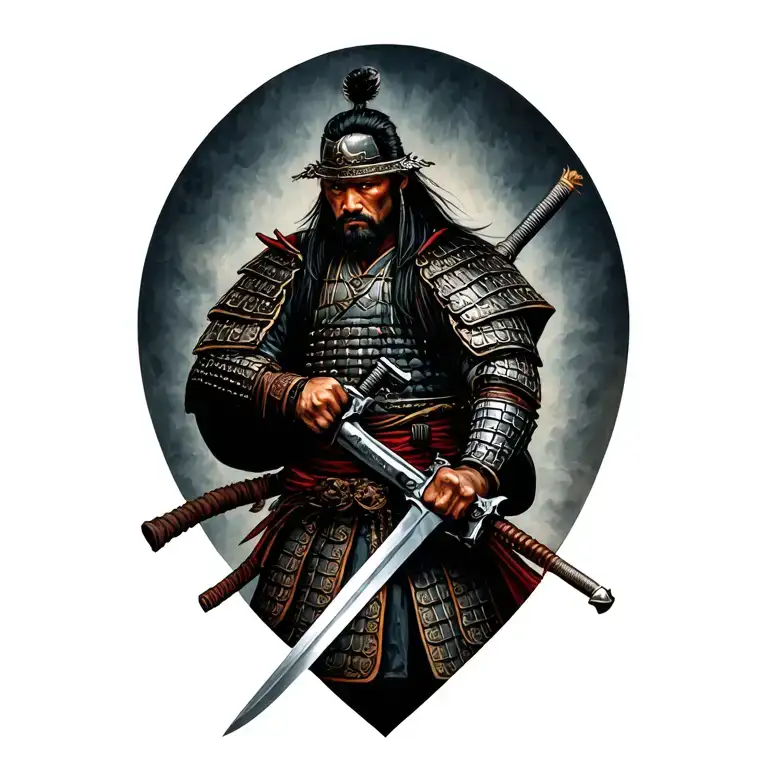 Samurai With Sword And Pistol Flash