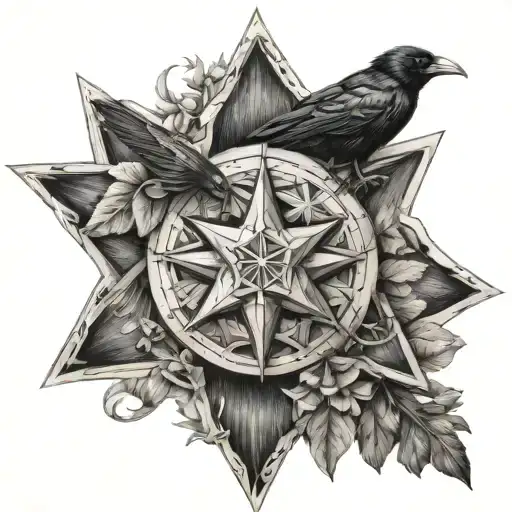 Eight-pointed Star And A Crow Inside The Star
