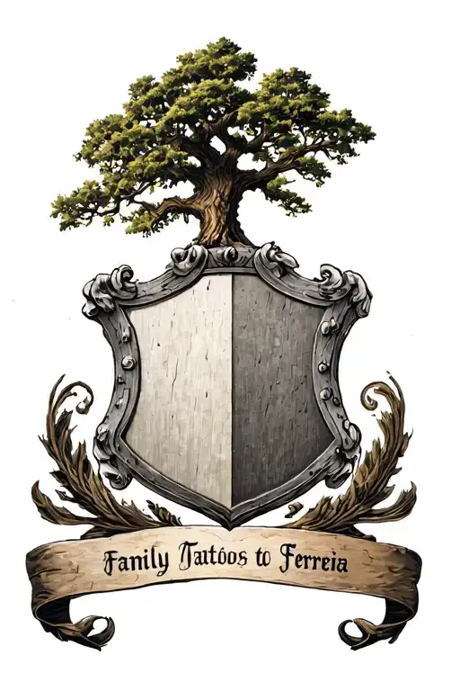 Family Crest Ferreira With A Oak Tree In The Middle Of The Shield