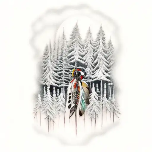 Forest With Native Americans
