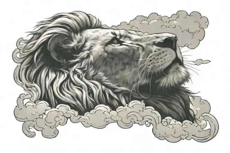 Lion Head With Clouds Surrounding