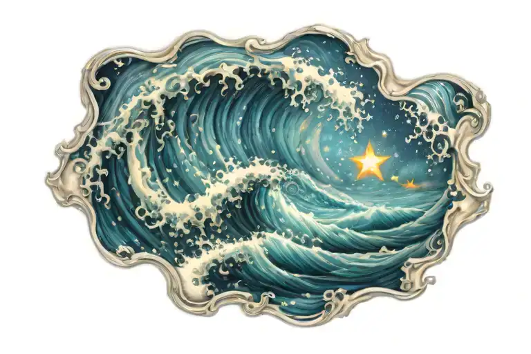 A Single Star With The Ocean Wave Pattern
