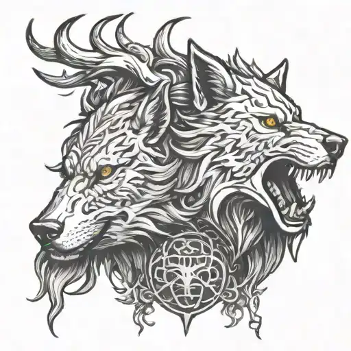 Fenrir With Yggdrasil Growing Out Of His Head