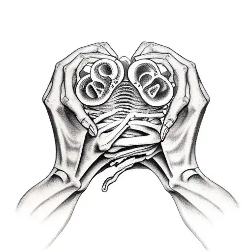 Skeleton Hands Holding Human Heart