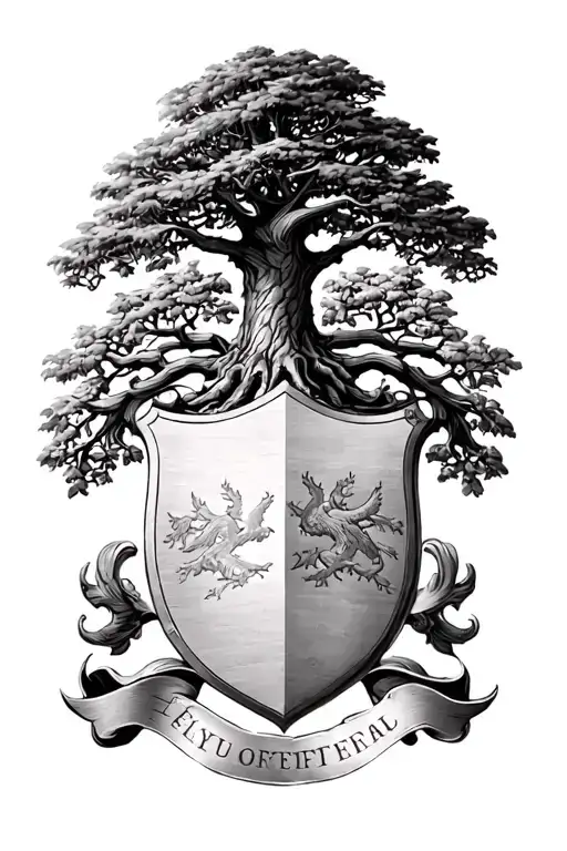 Family Crest Ferreira With A Oak Tree In The Middle Of The Shield