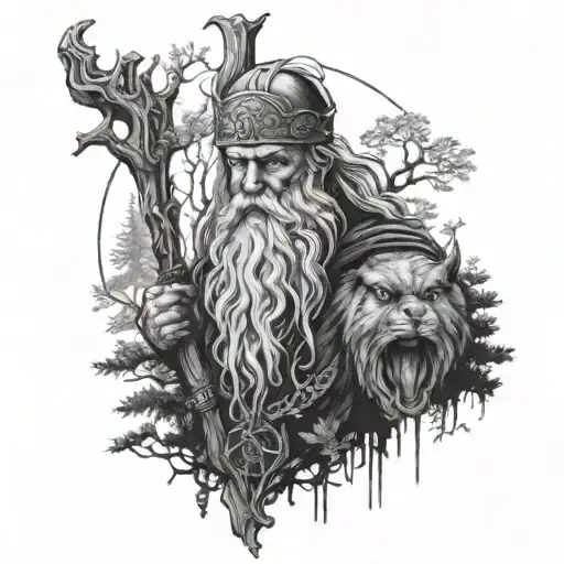 God Odin And The Forest