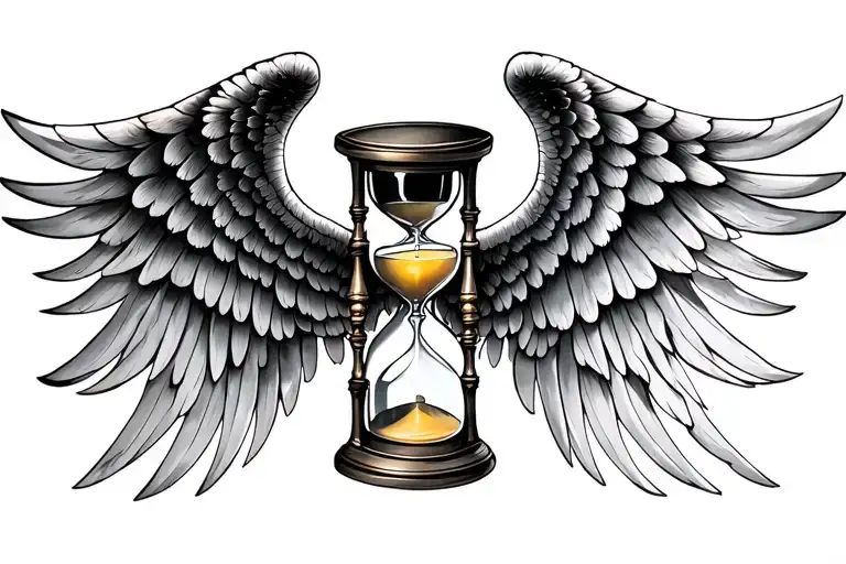 Hourglass With Wings Looks To Be Engraved In The Skin