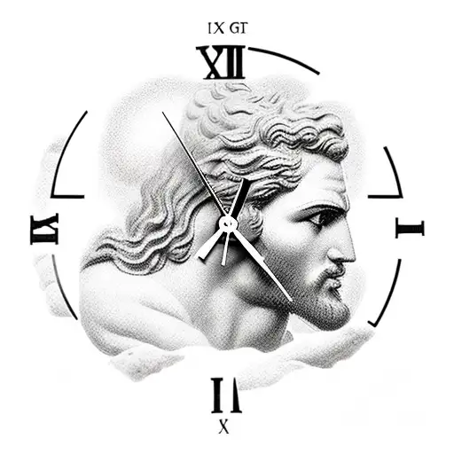 Greek God Atlas Holding A Clock